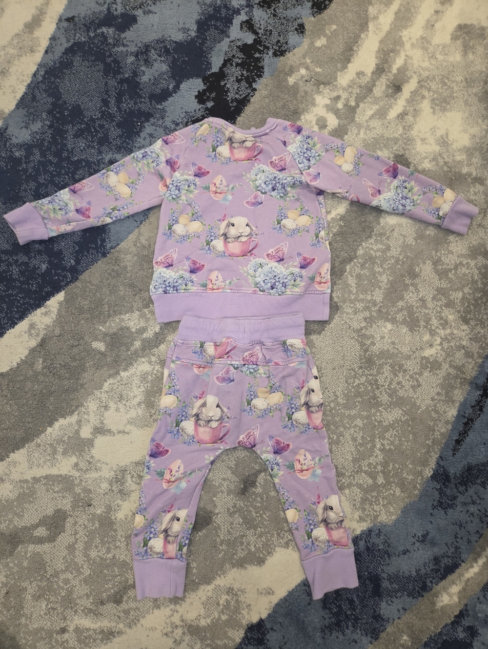 Bums And Roses Spring Par-tea Purple Jogger Set Size 18-24 Sold Out Everywhere - Picture 5 of 8